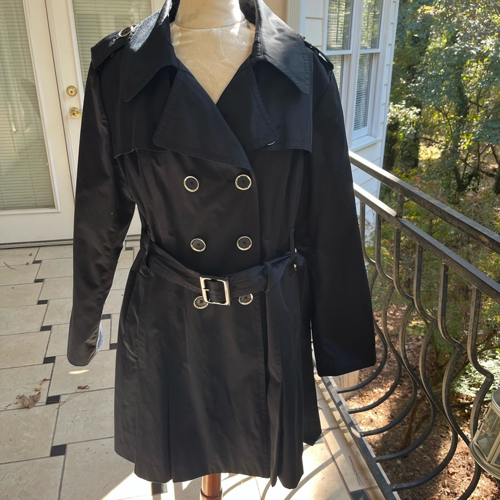 London Fog Black Belted Trench Coat XL